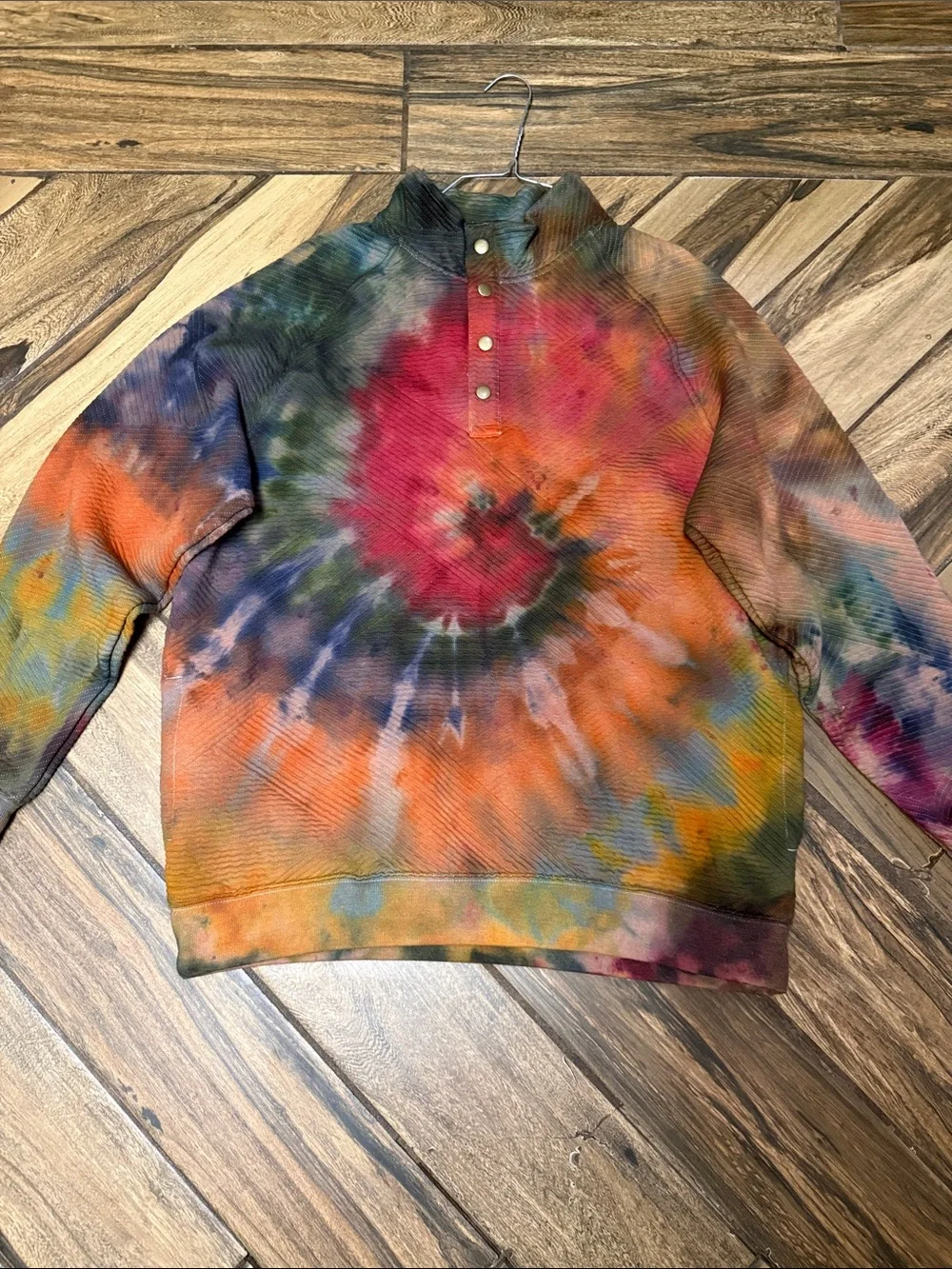Tie-Dye Funnel Neck Pullover Sweater - Multicolor